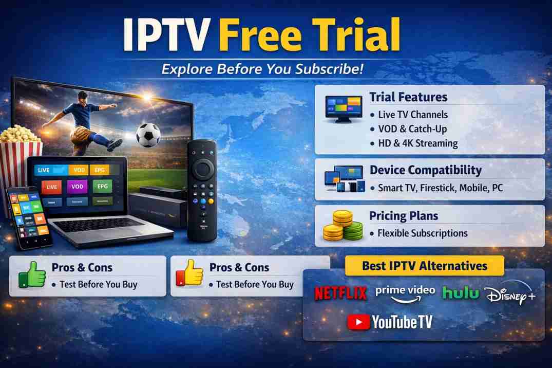 IPTV Free Trial: Features, Pricing, Setup & Best Alternatives