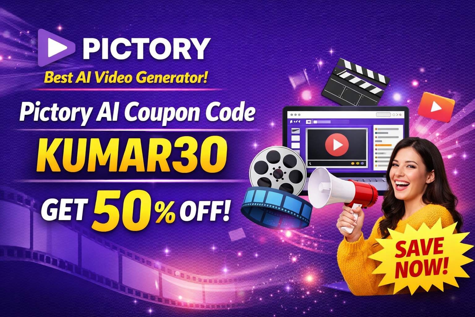 Pictory AI Coupon Code KUMAR30 – Get 50% OFF | – Best AI Video Generator