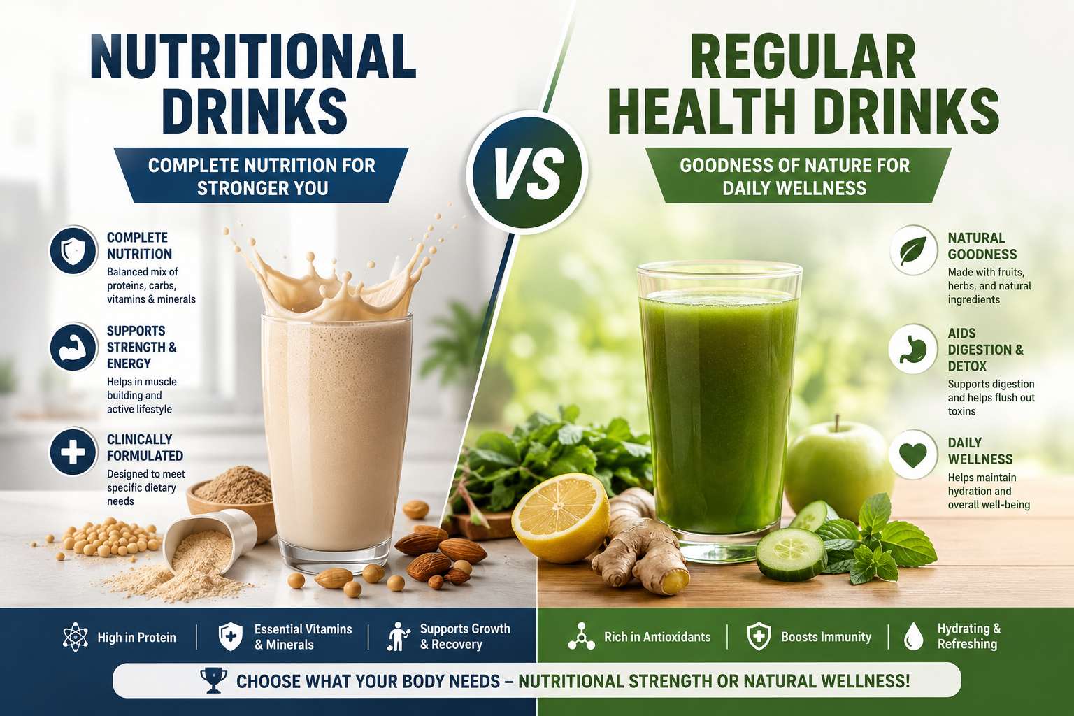 Nutritional Drinks vs Regular Health Drinks: What’s the Difference?