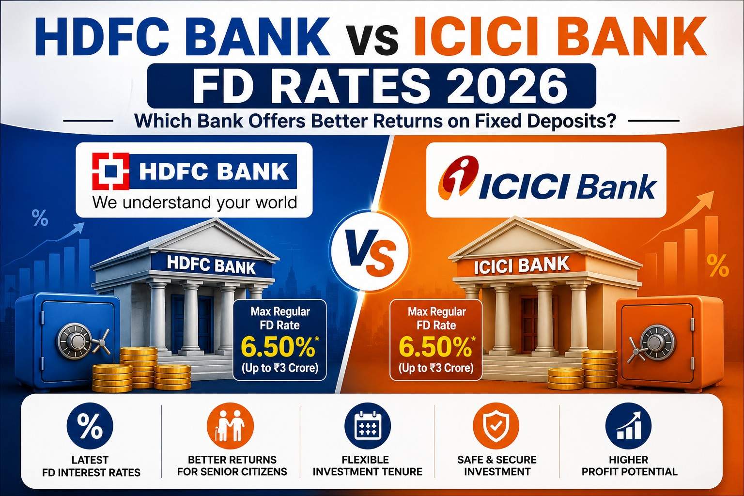 HDFC Bank vs ICICI Bank FD Interest Rates 2026: Which Fixed Deposit Offers Better Returns?